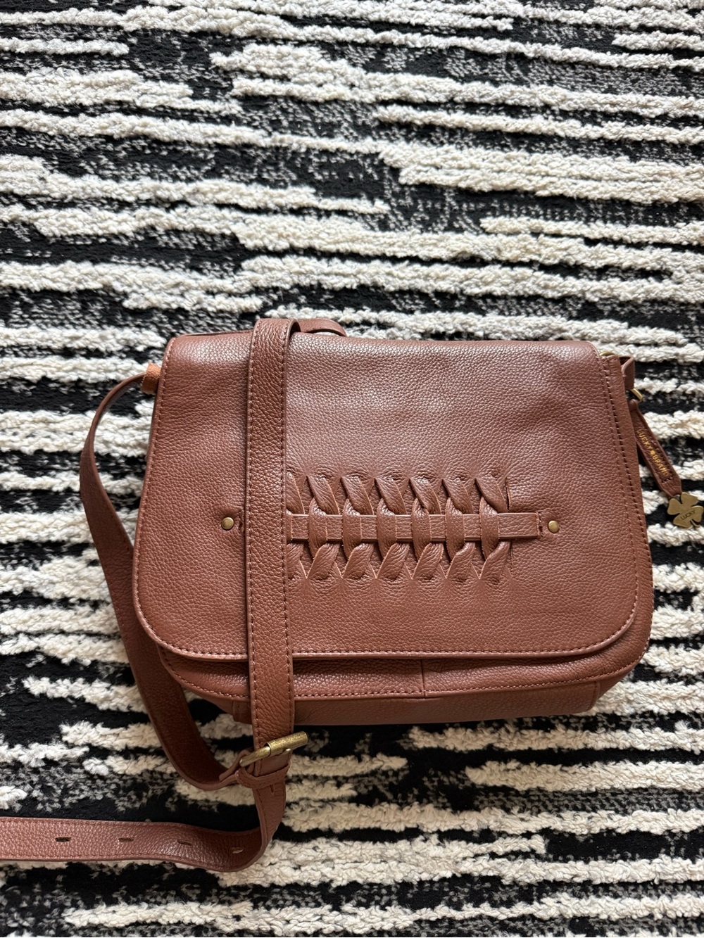 Vintage Lucky Brand Brown Leather Crossbody Bag Lucky Charm
